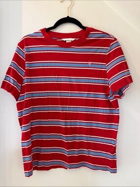 H&M Red Striped Short Sleeve Tee with Blue and White Bands